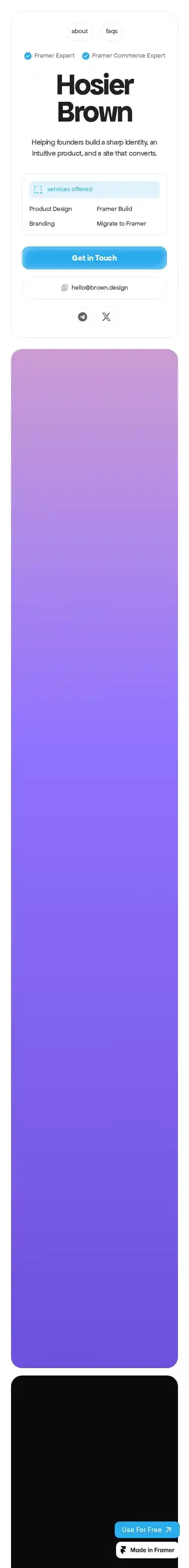 Hosier home page on mobile