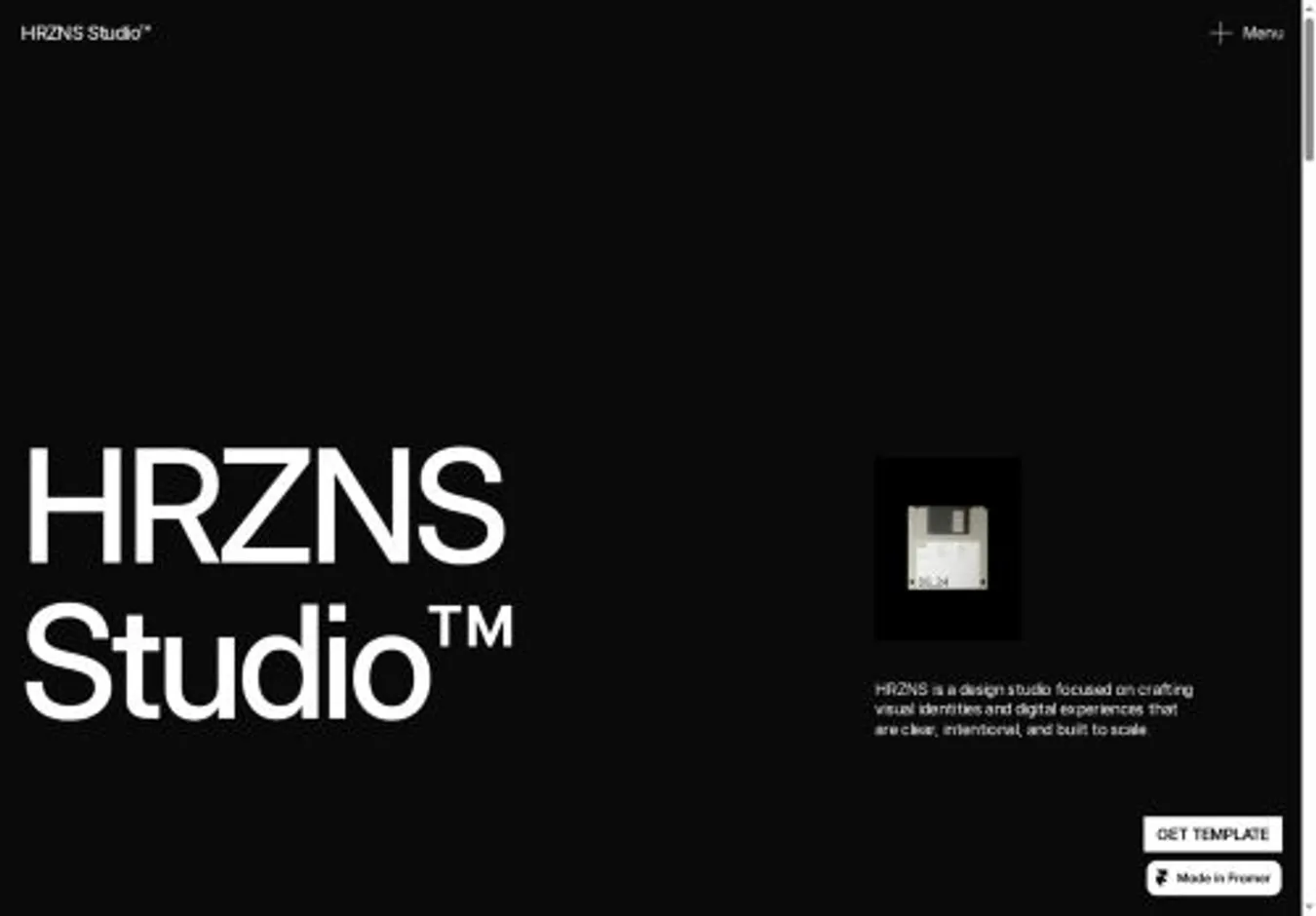 HRZNS home page on desktop