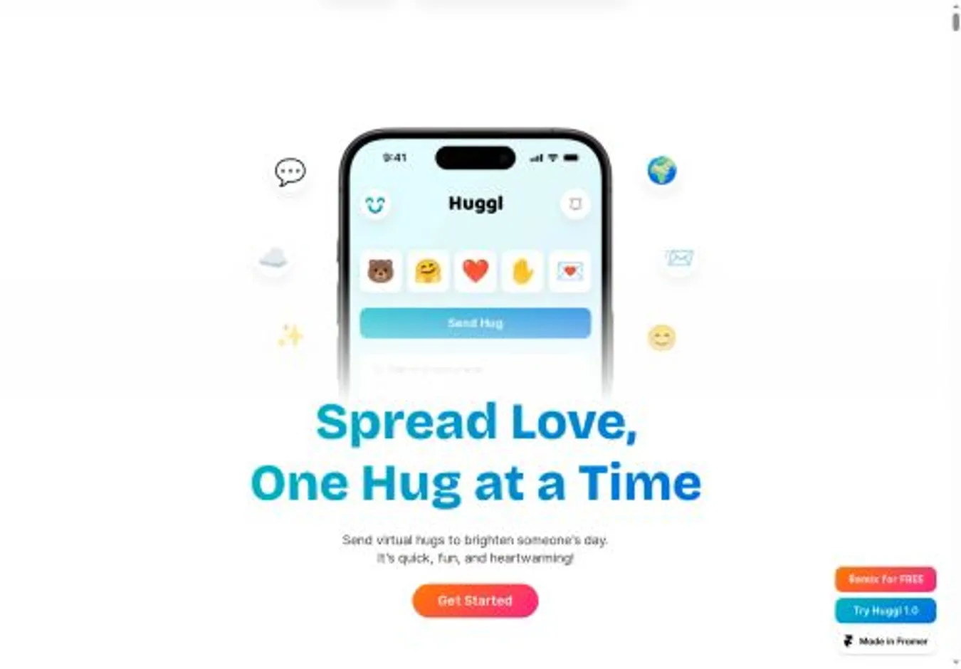 Huggl home page on desktop