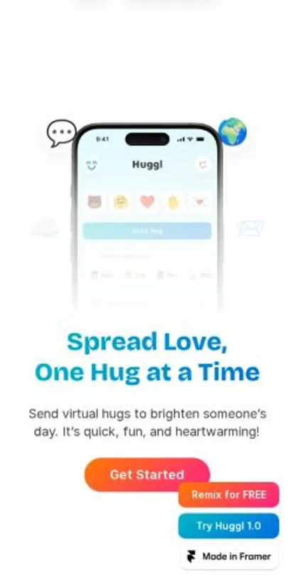 Huggl home page on mobile