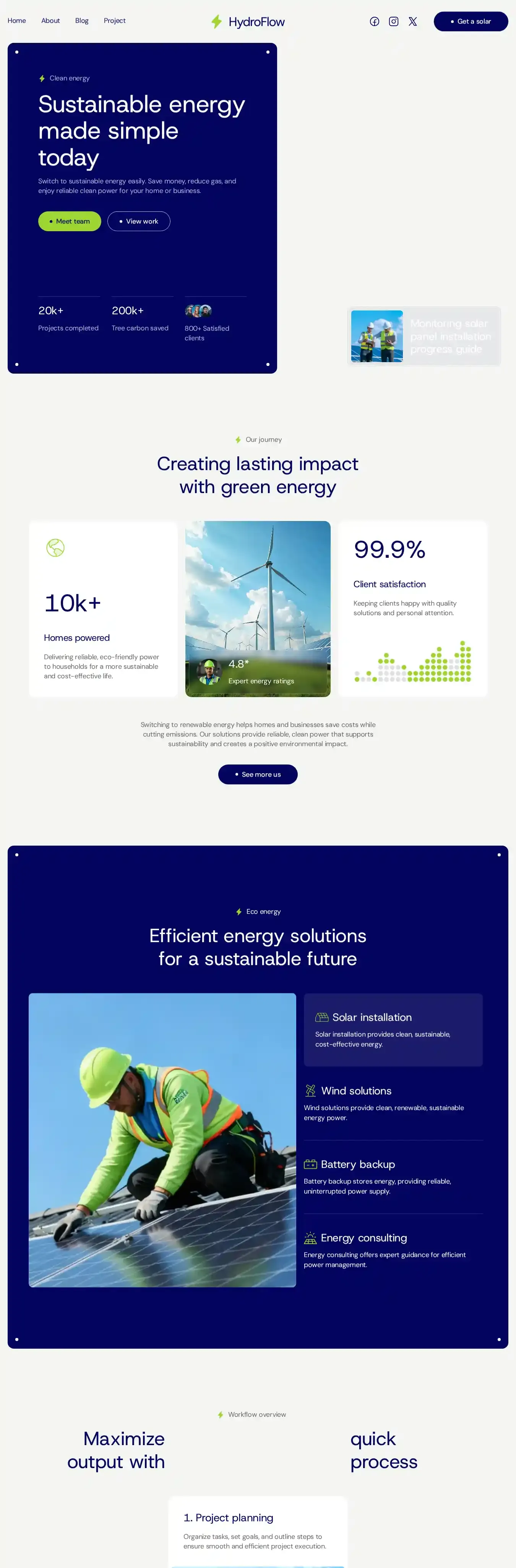 HydroFlow home page on desktop