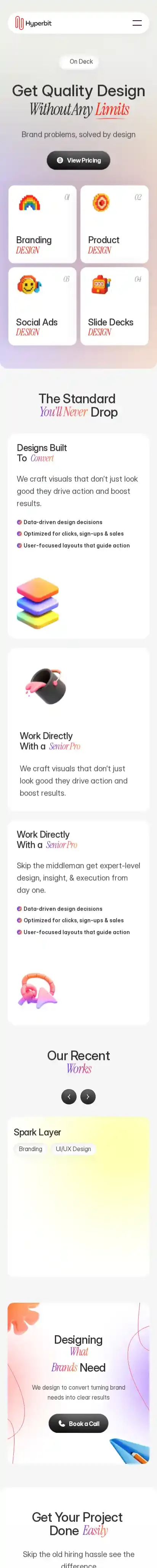 Hyperbit home page on mobile