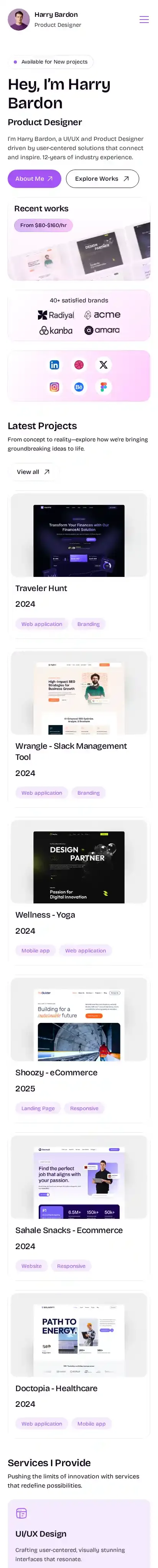 Perfolio home page on mobile