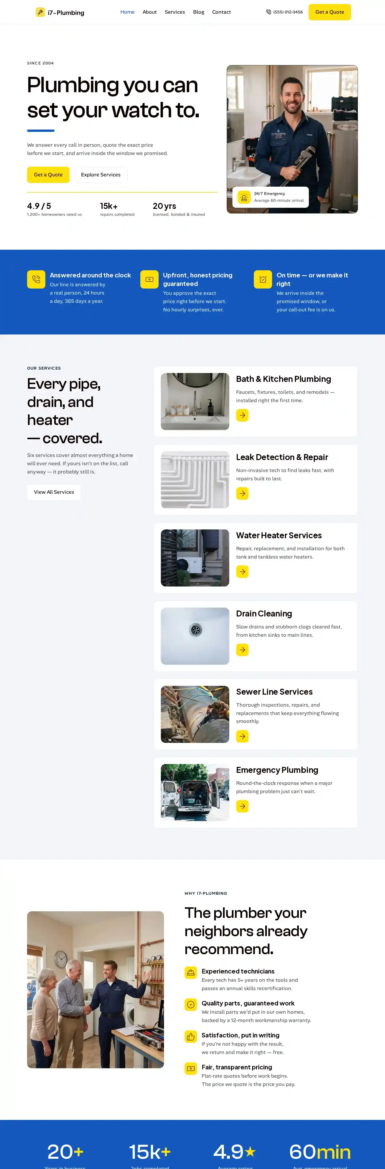 i7-Plumbing home page on desktop