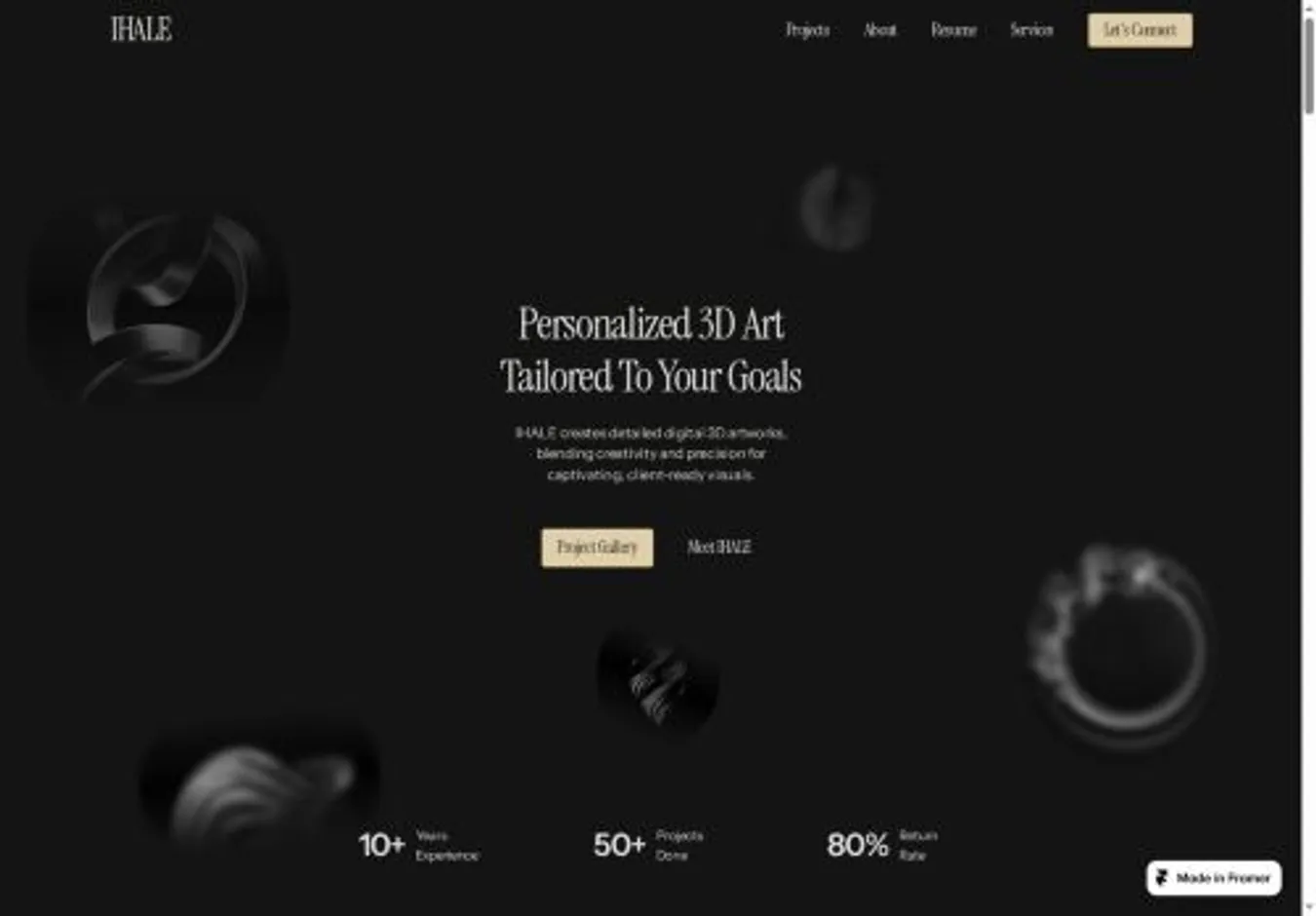 IHale home page on desktop