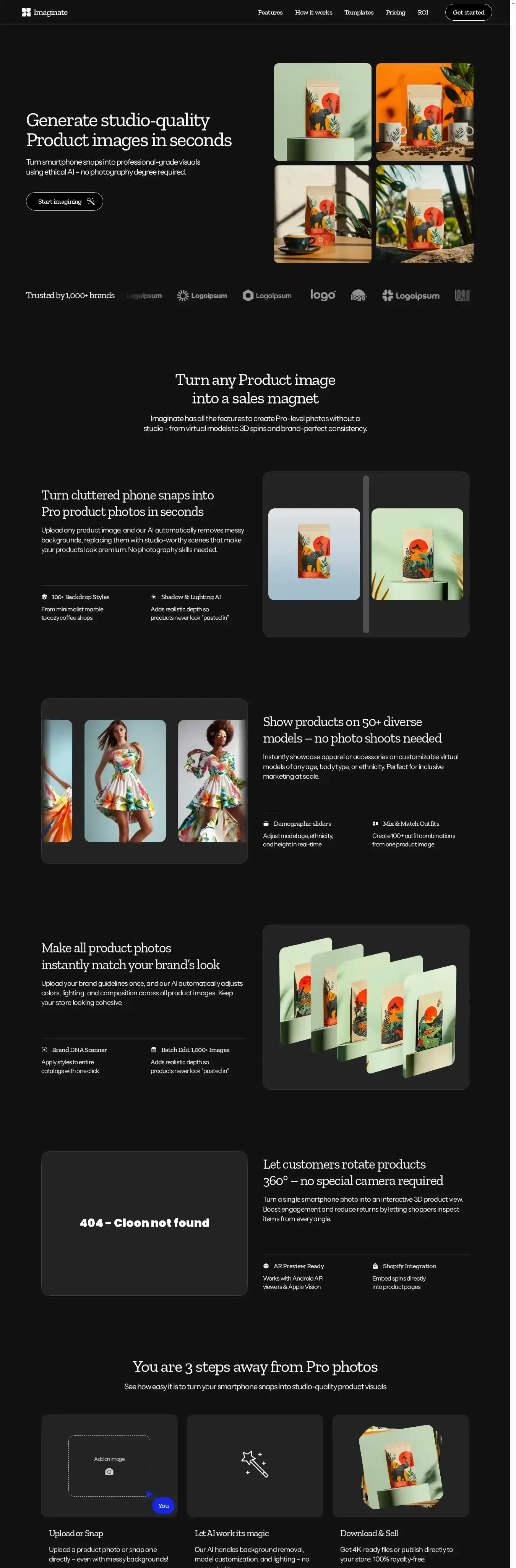 Imaginate home page on desktop