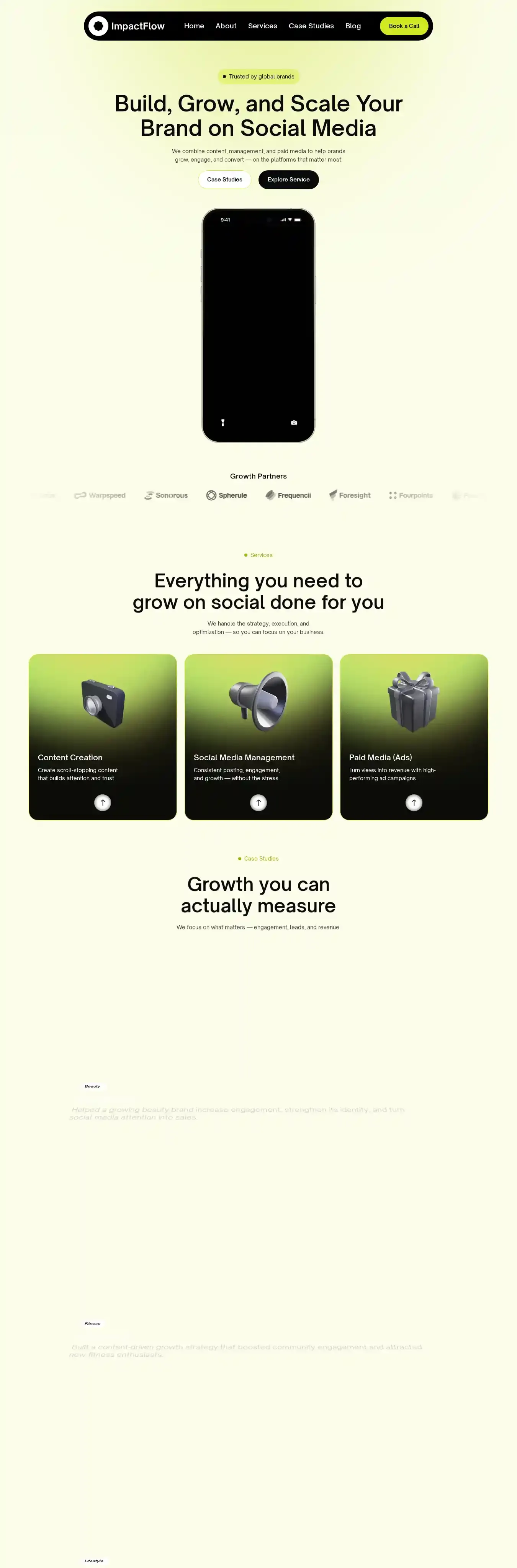 Impact Flow home page on desktop