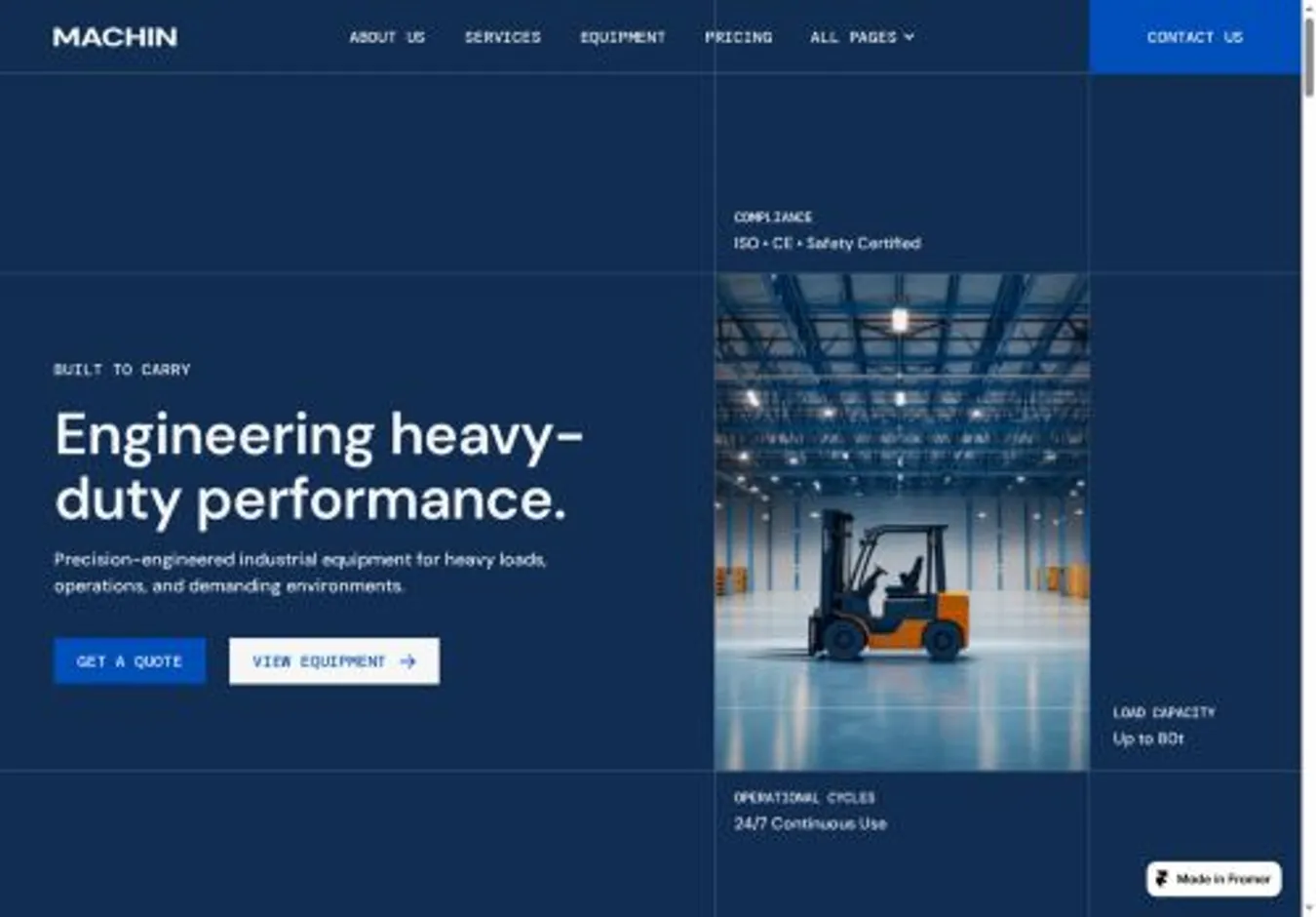 Industrial home page on desktop