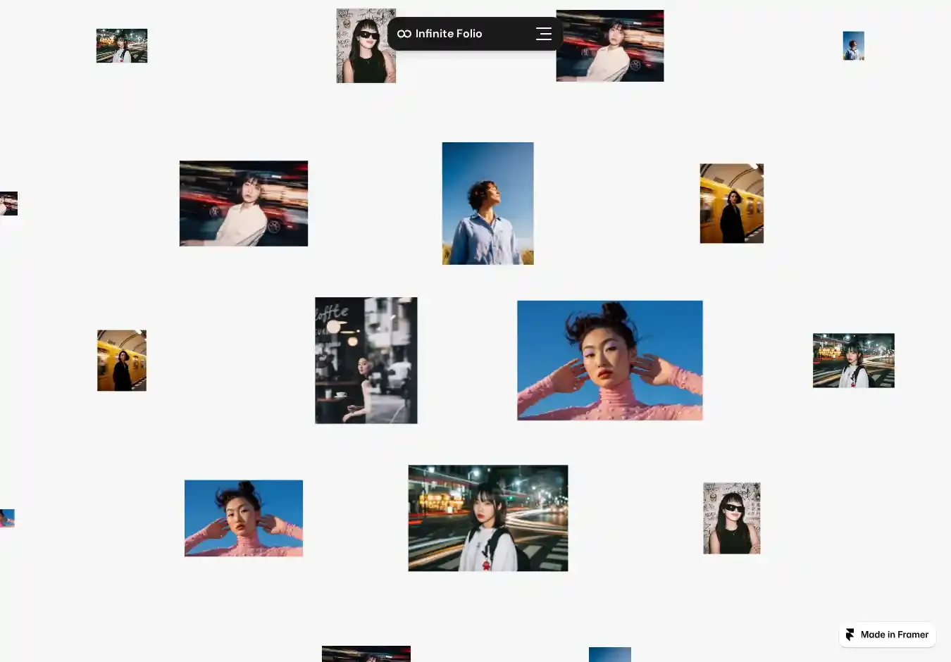 Infinite Folio home page on desktop