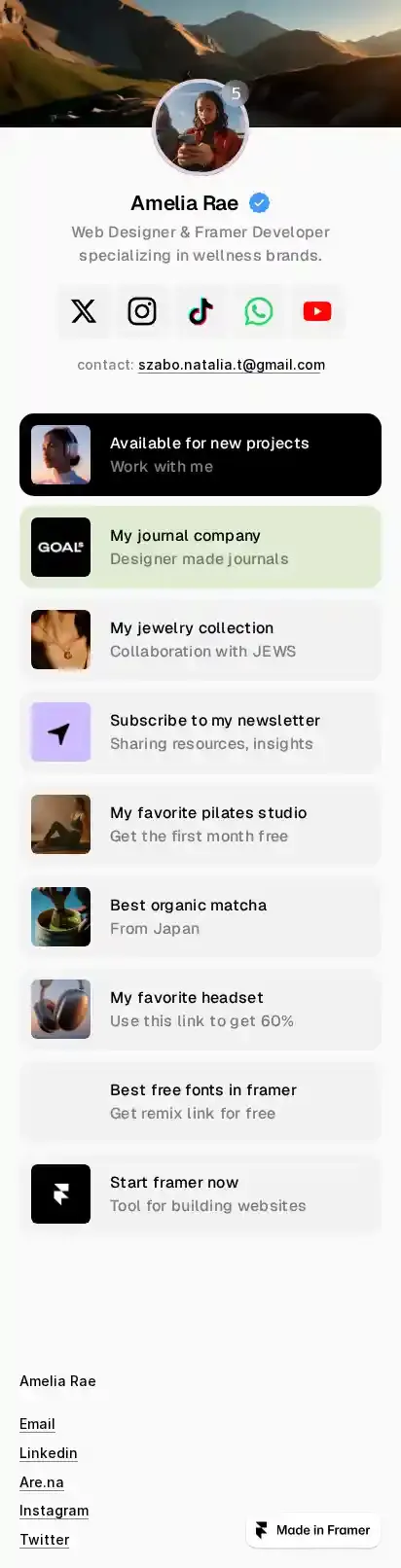 Inlink home page on mobile