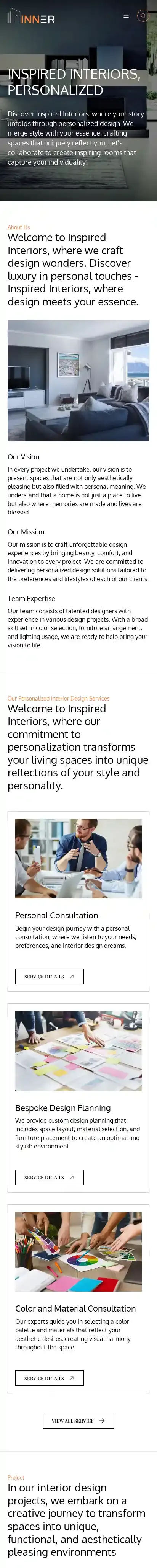 Inner home page on mobile