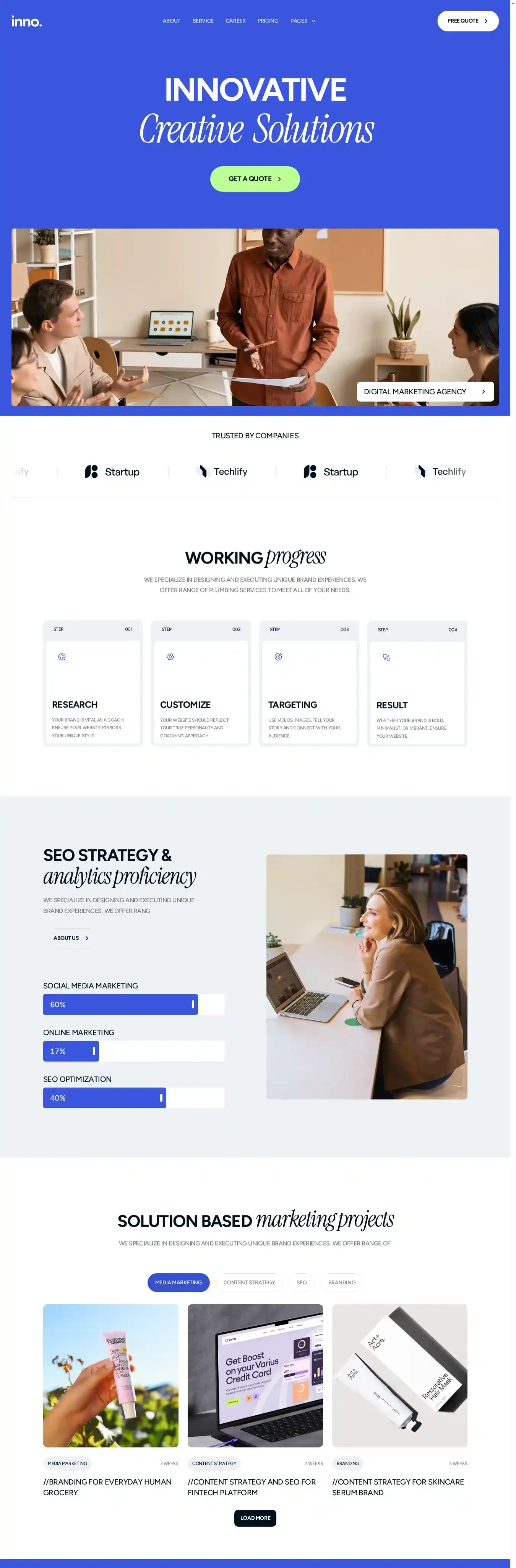 Innostudio home page on desktop