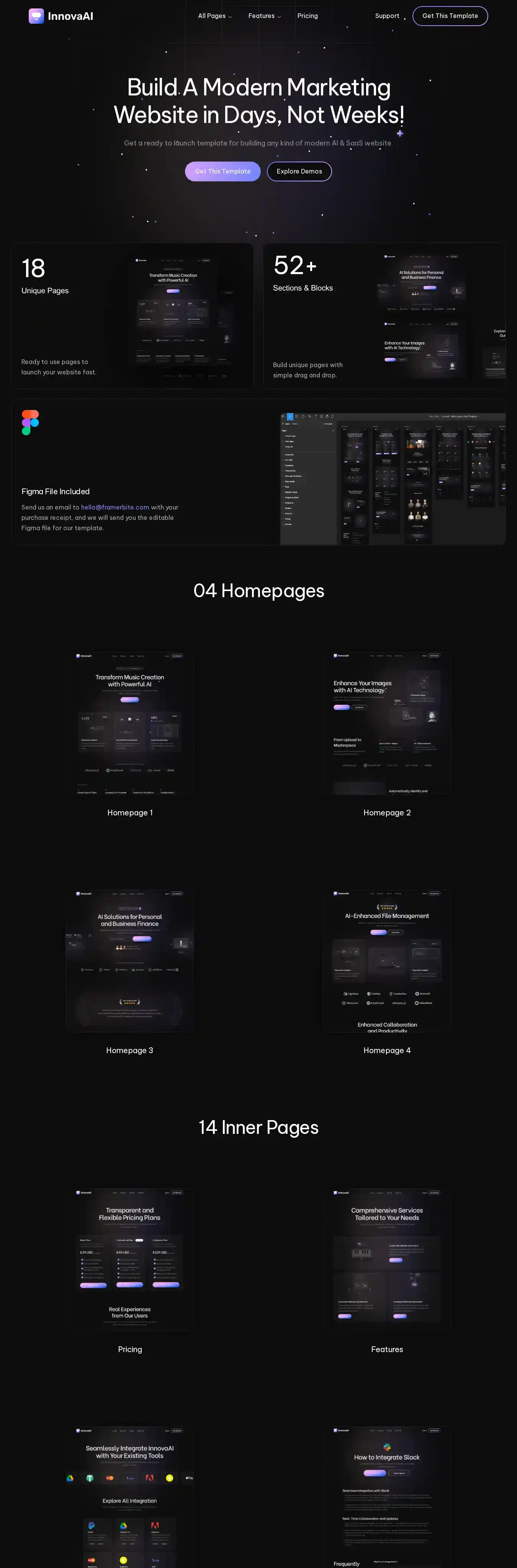 InnovaAI home page on desktop