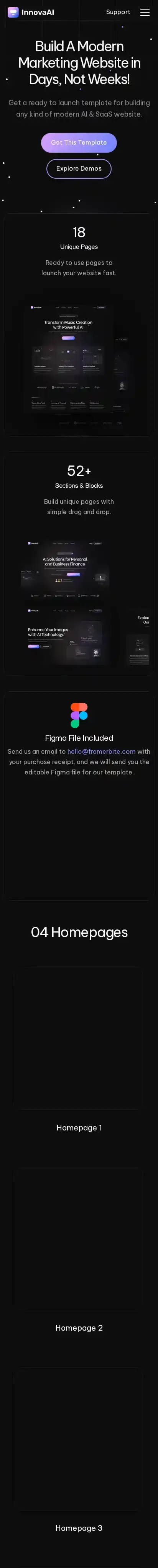 InnovaAI home page on mobile