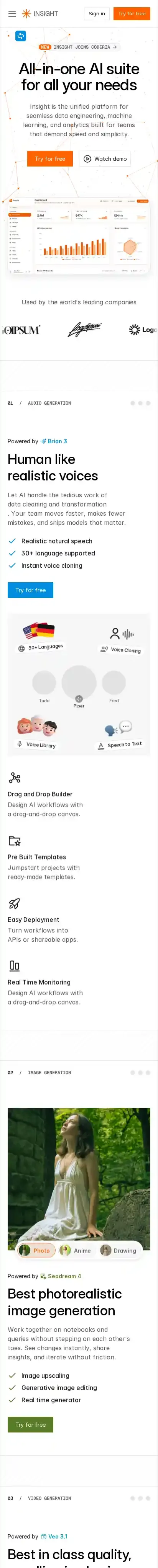 Insight home page on mobile