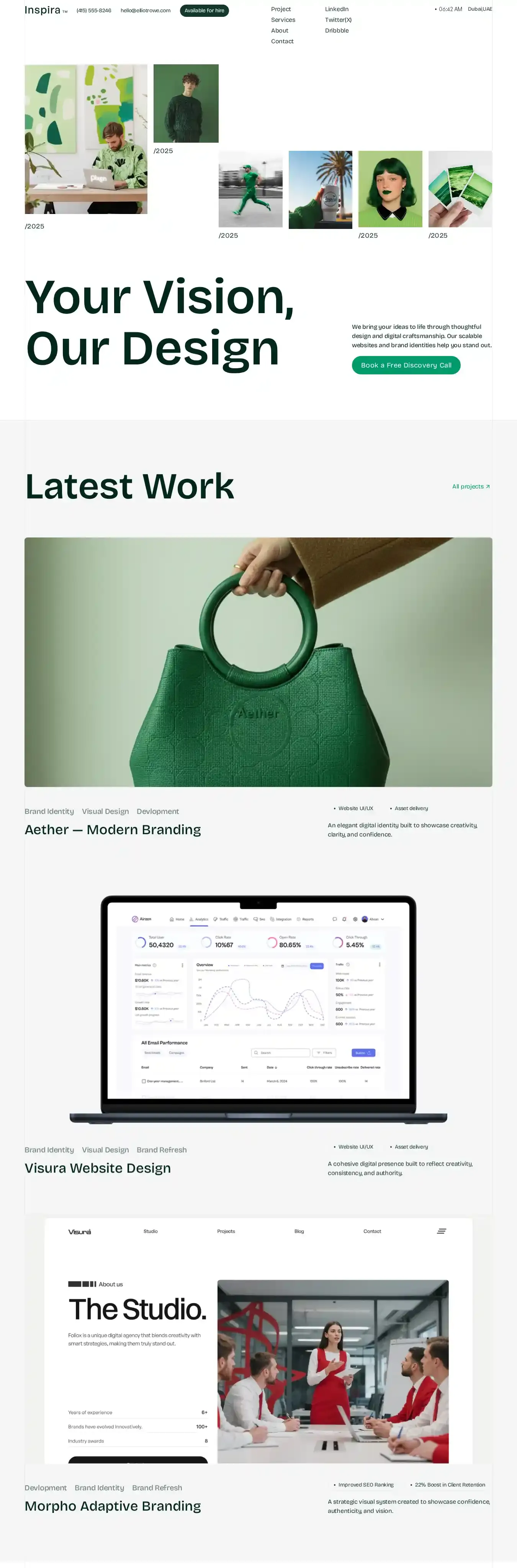 Inspira home page on desktop