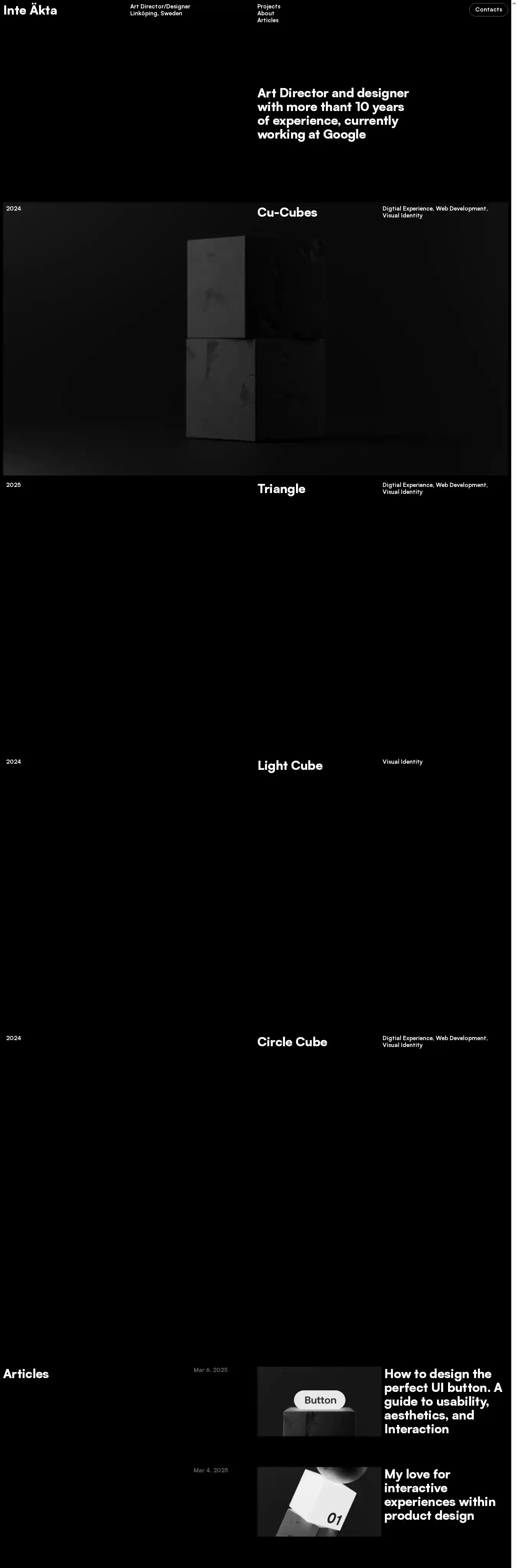 Inte Akta home page on desktop