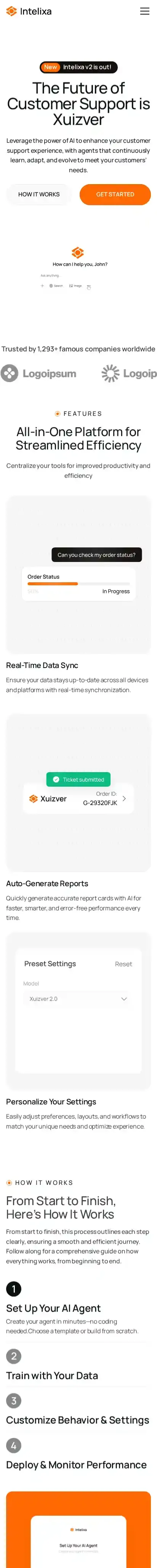 Intelixa home page on mobile