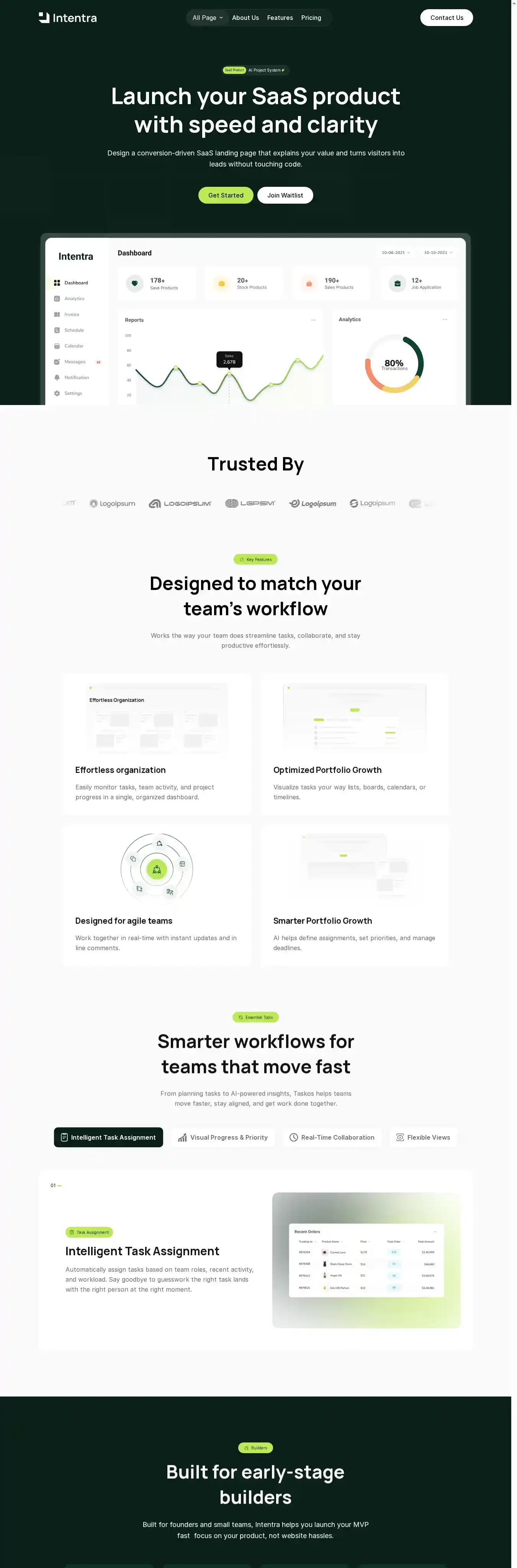 Intentra home page on desktop