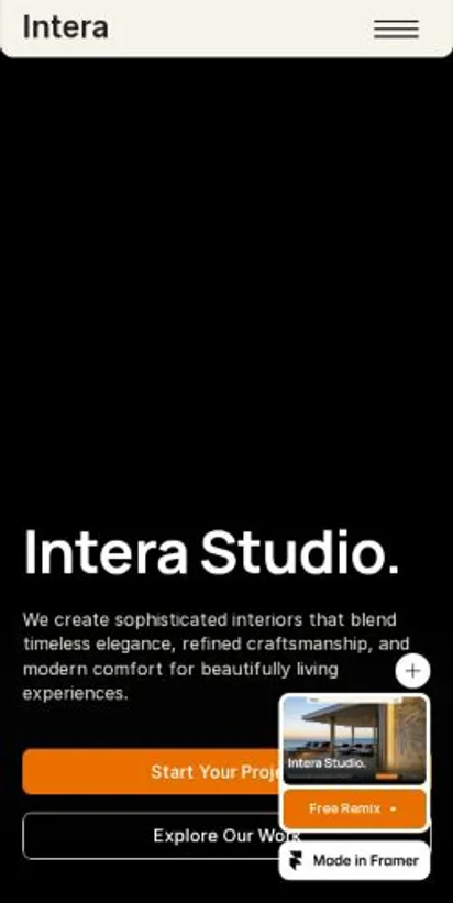 Intera interior home page on mobile