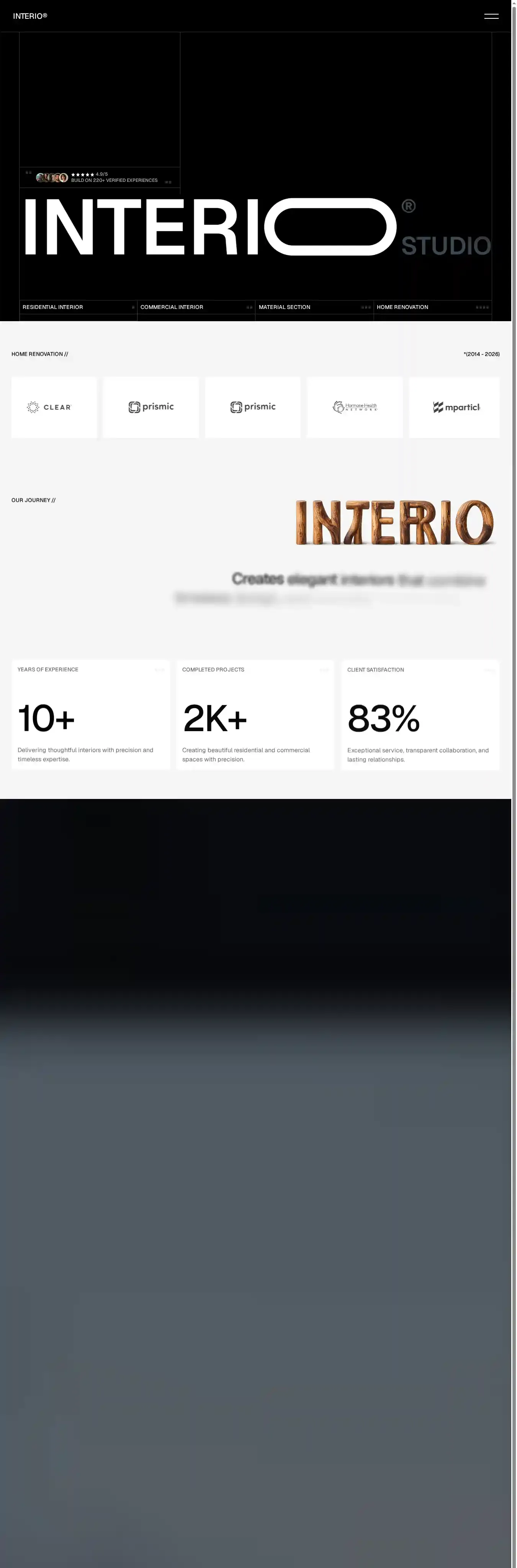 Interio ST home page on desktop