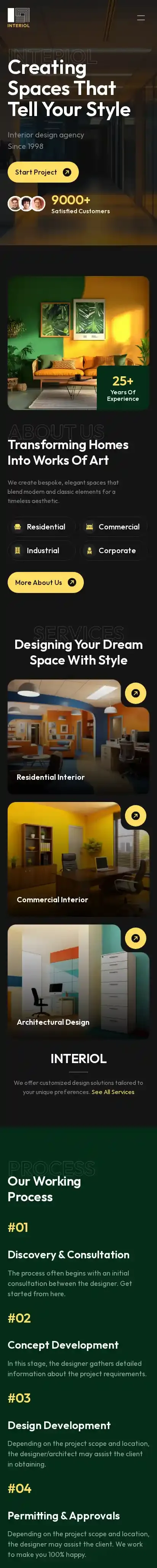 Interiol home page on mobile