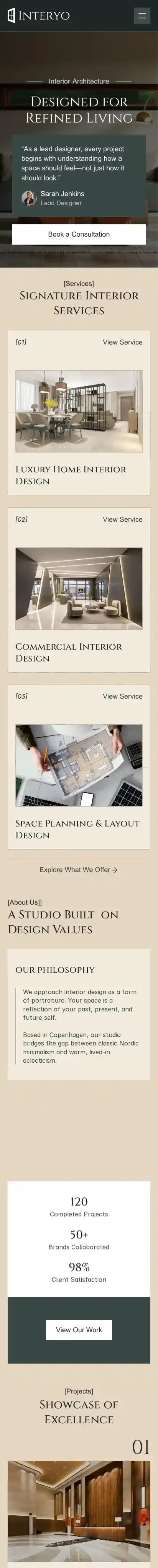Interyo home page on mobile