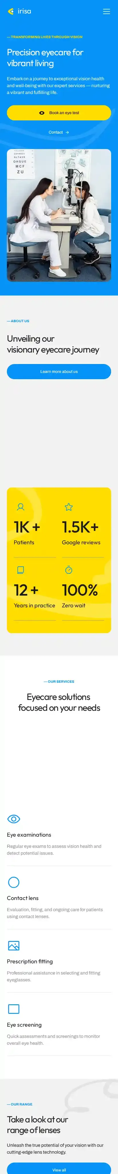 Irisa home page on mobile