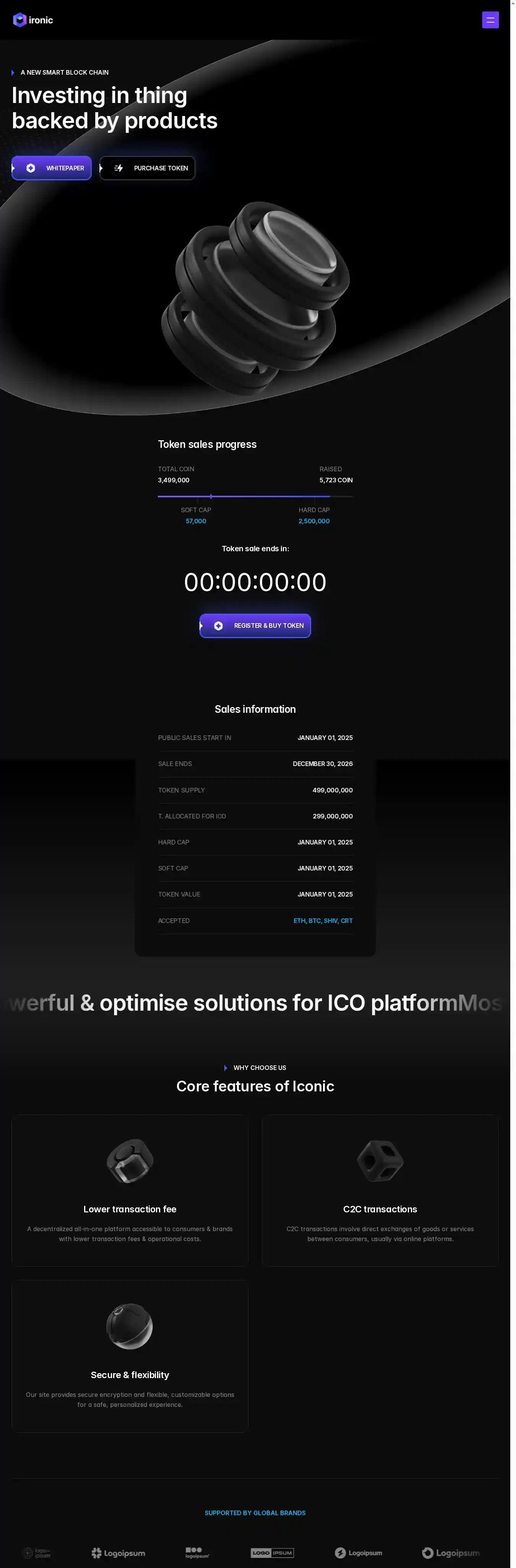 Ironic home page on desktop