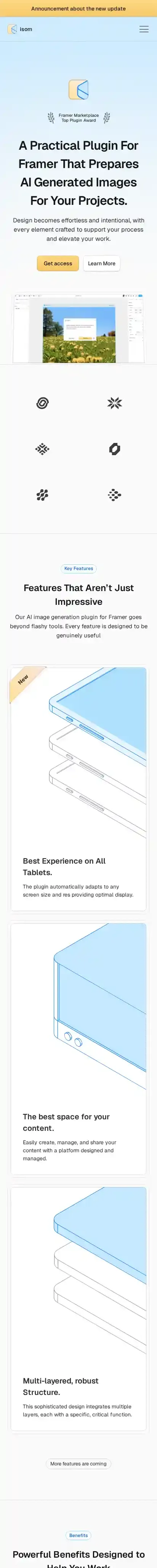 isom home page on mobile