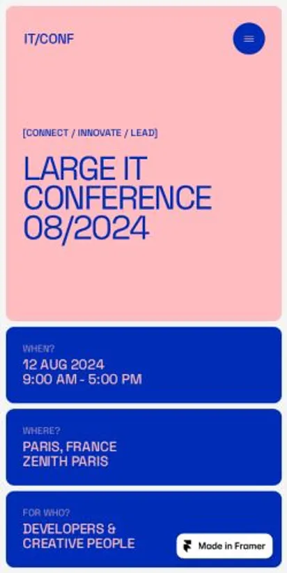 IT/CONF home page on mobile