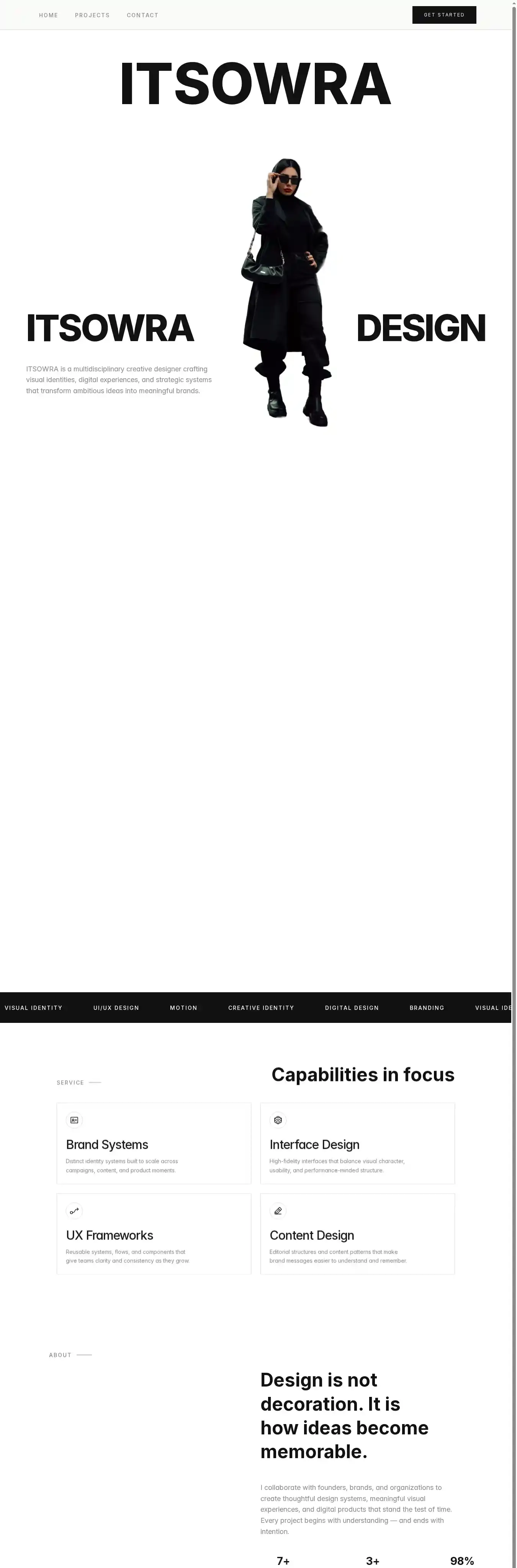 ITSOWRA home page on desktop