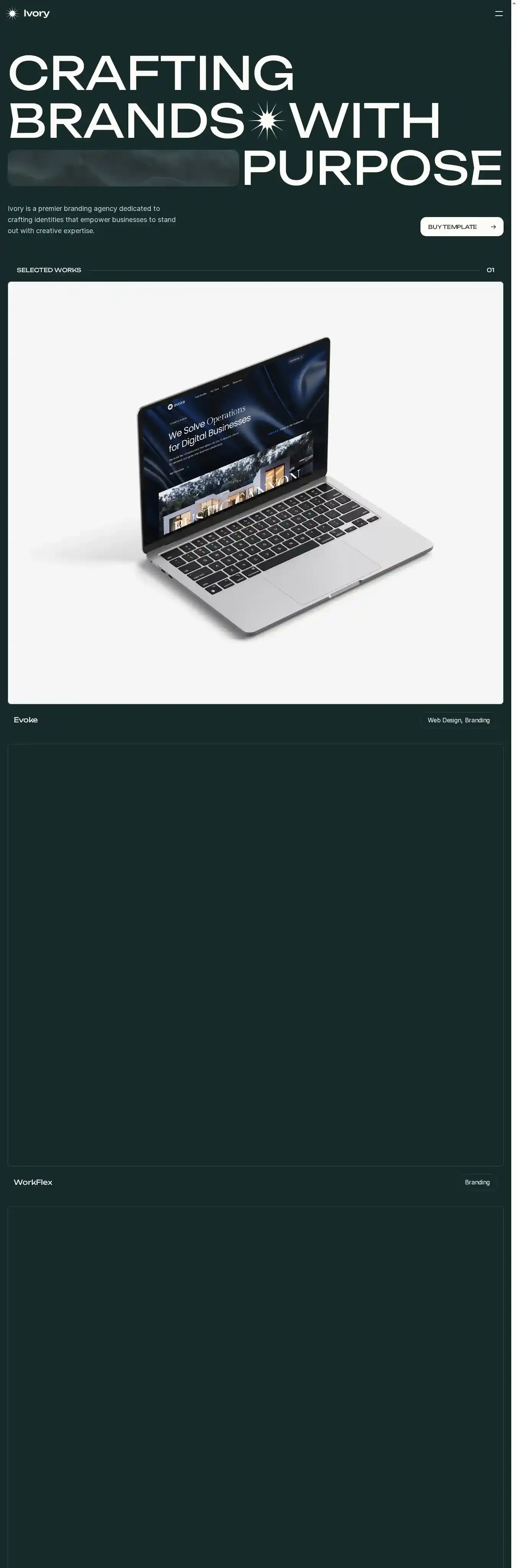 Ivory home page on desktop