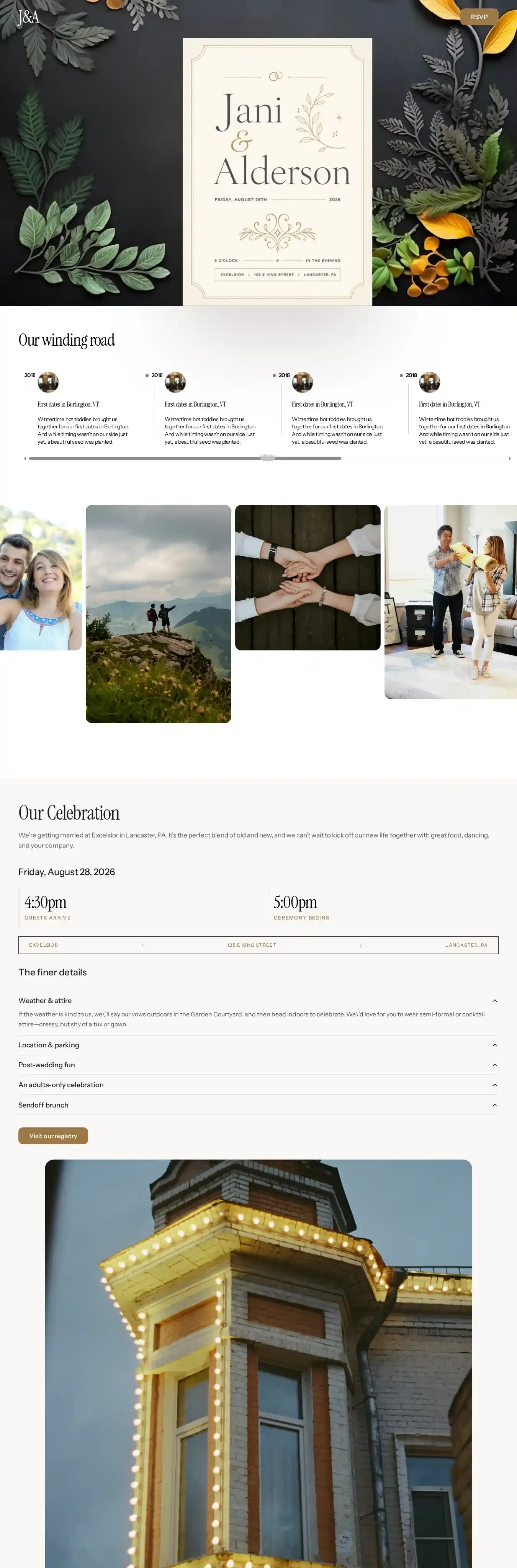 J&A home page on desktop