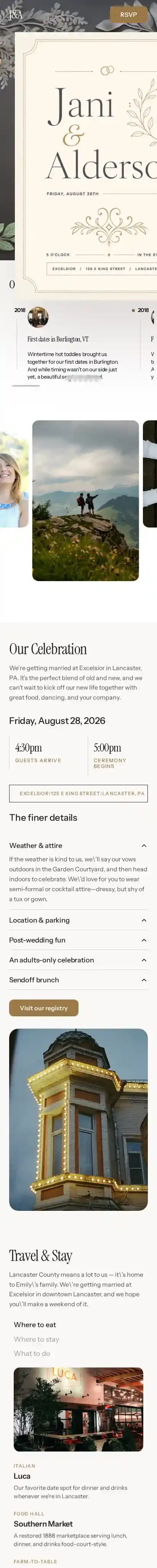 J&A home page on mobile