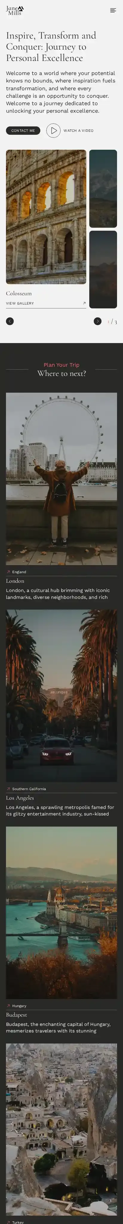 JaneMills home page on mobile