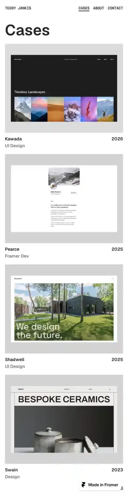 Jankis home page on mobile