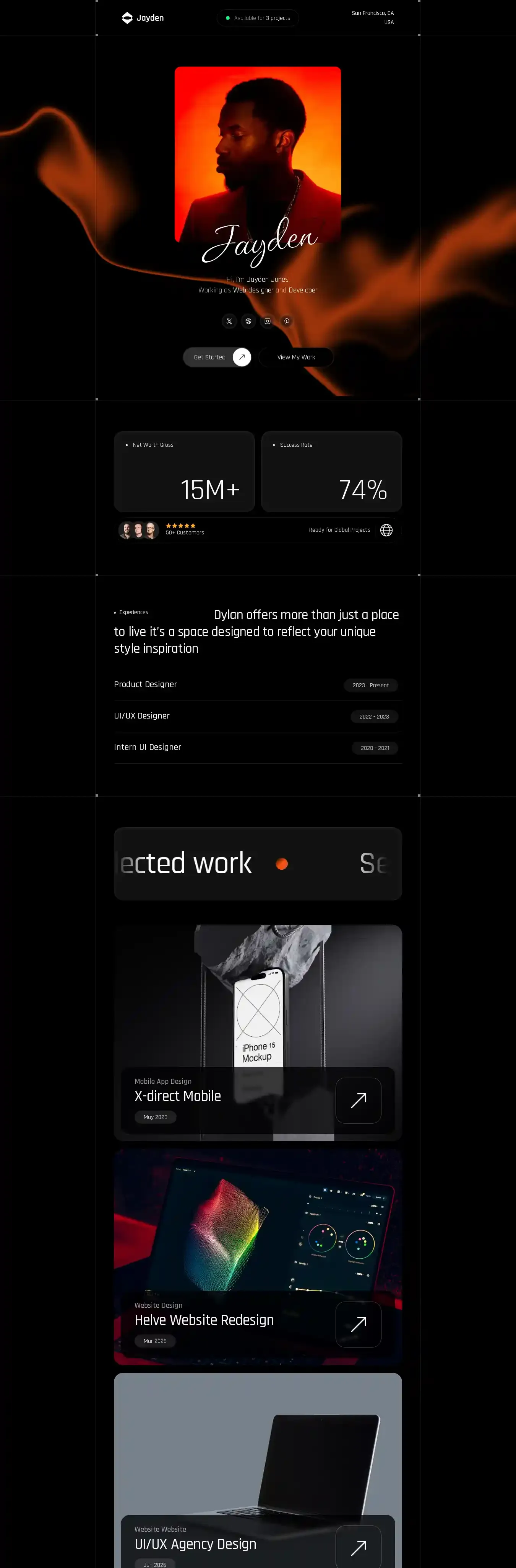 PortfolioJay home page on desktop