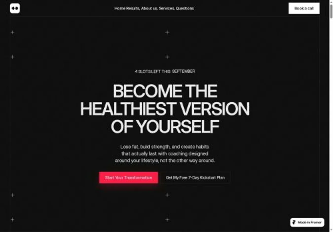 Jedi Fitness home page on desktop