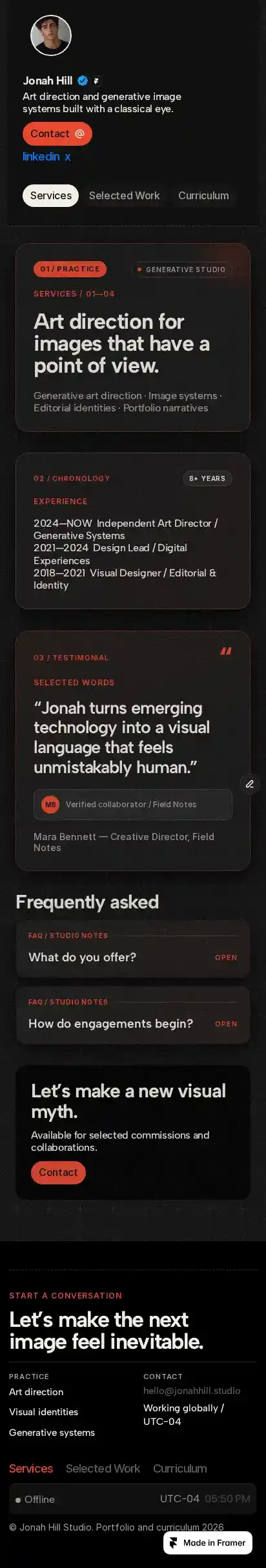 Jonah Hill home page on mobile