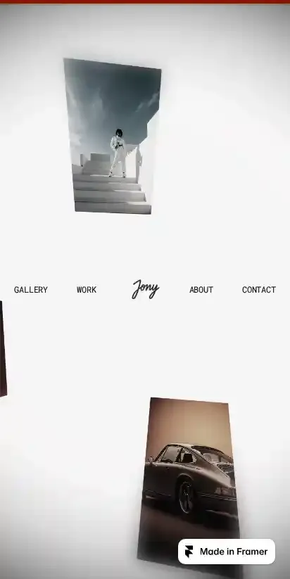 Jony home page on mobile
