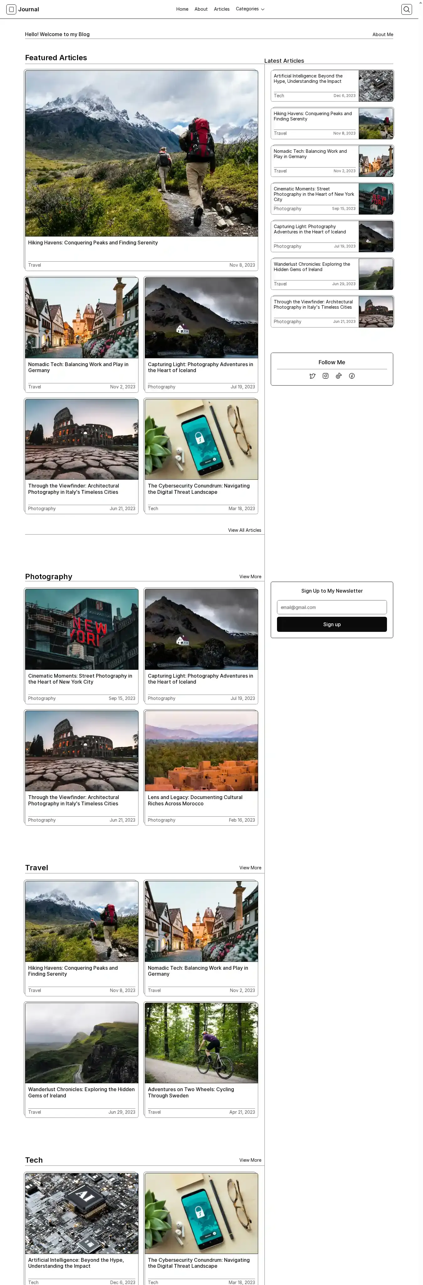 Journal home page on desktop