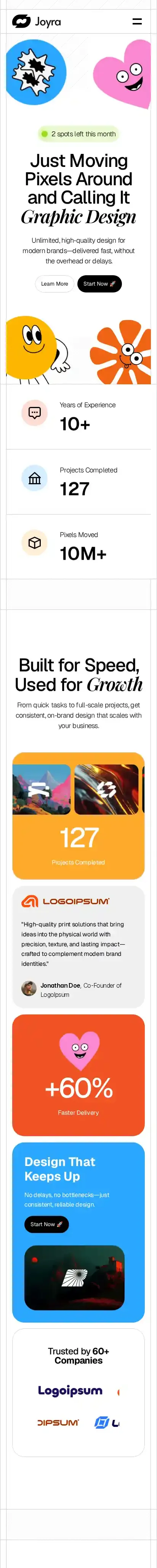 Joyra home page on mobile