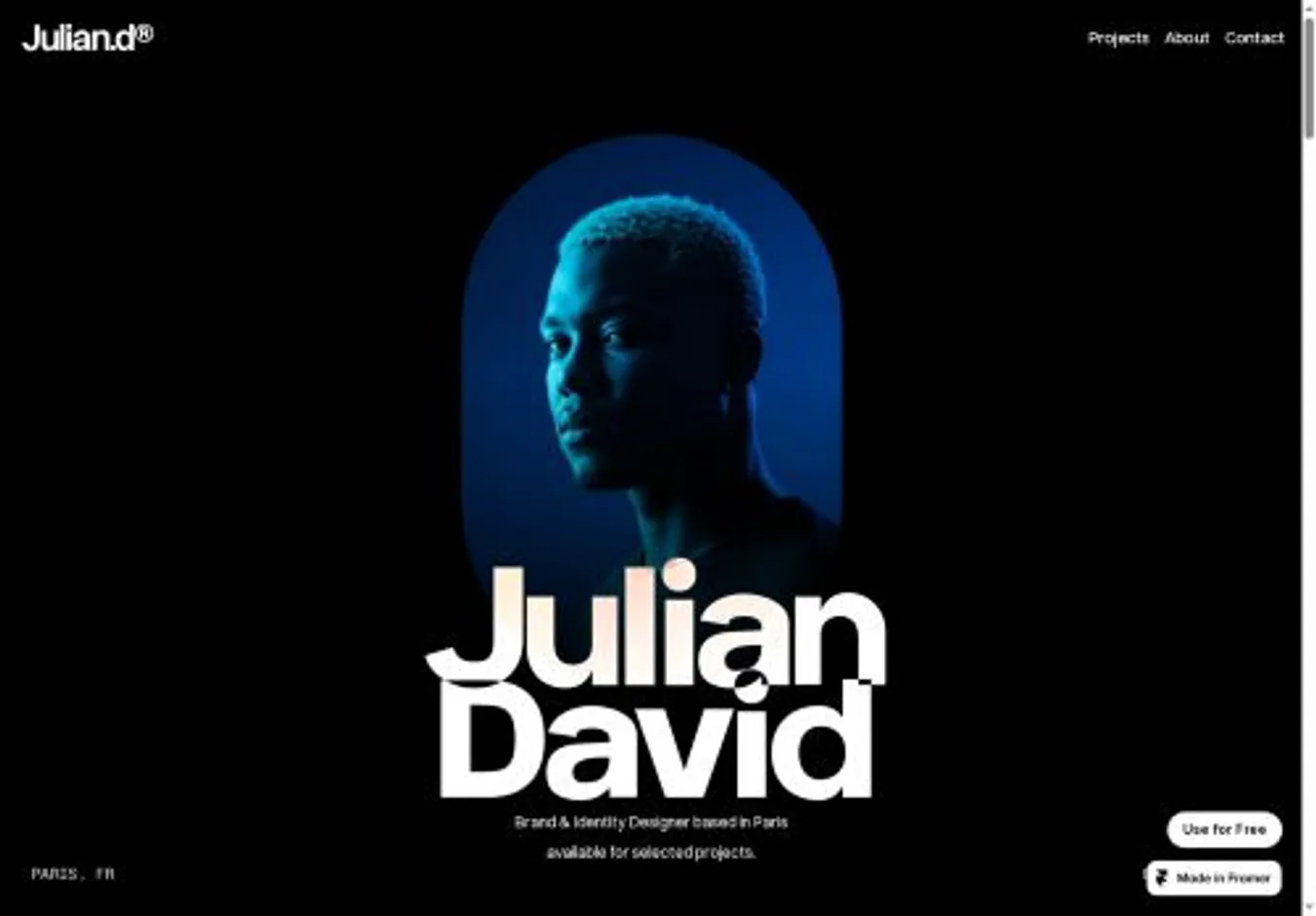 Juliand home page on desktop