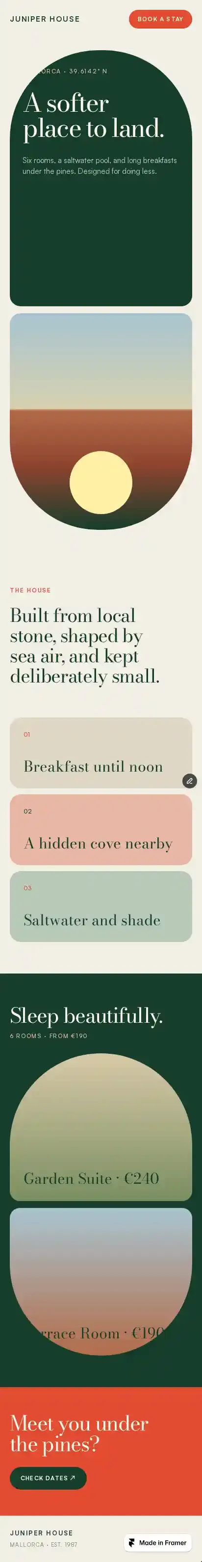 Juniper House home page on mobile
