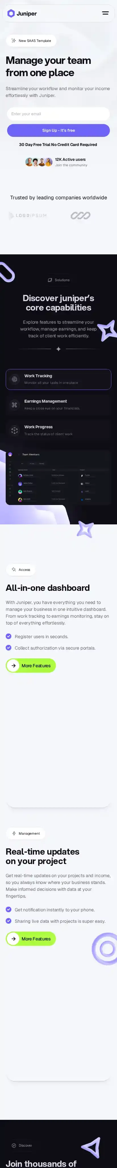 Juniper home page on mobile