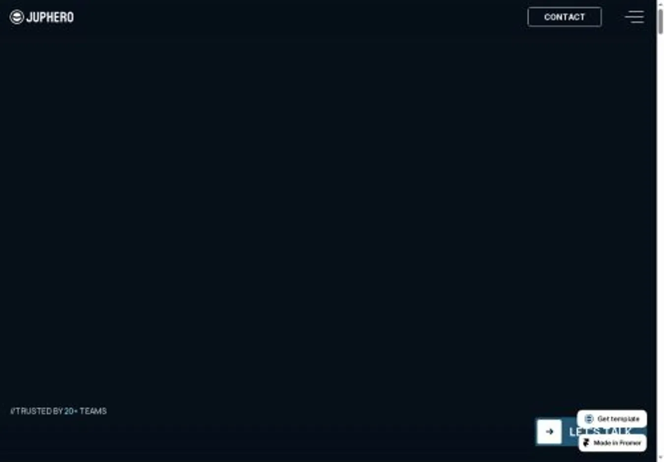 Juphero home page on desktop