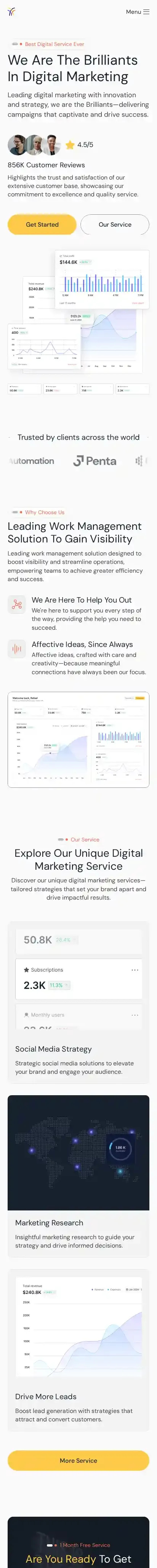 Justbrick home page on mobile