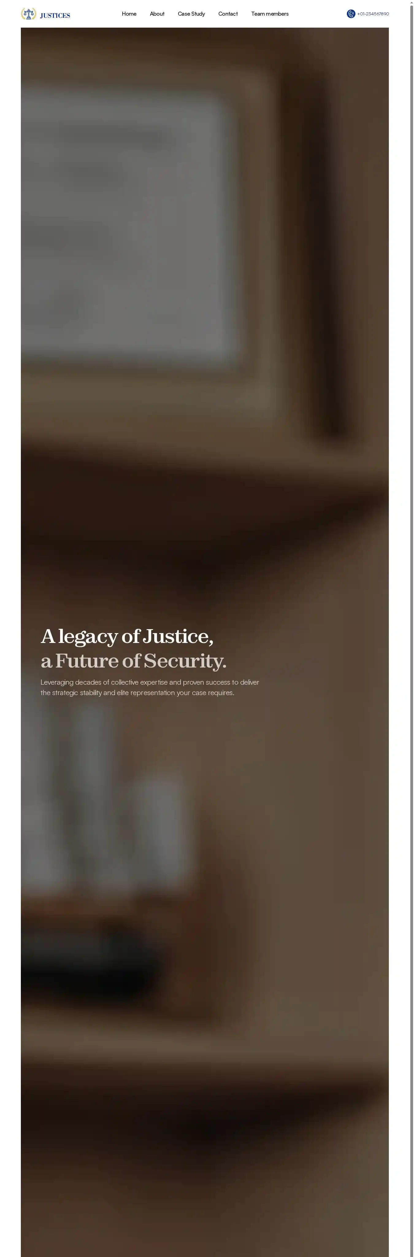 JUSTICES home page on desktop