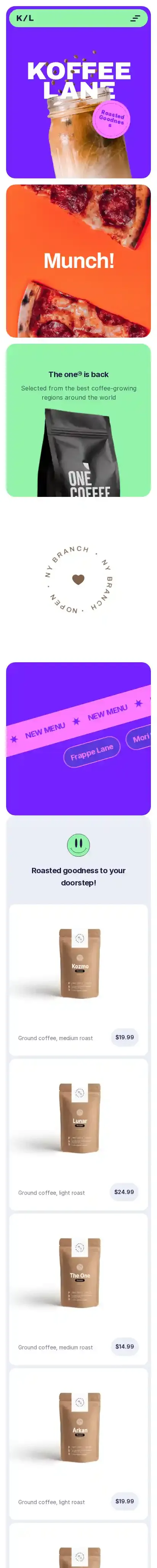 K-Lane home page on mobile